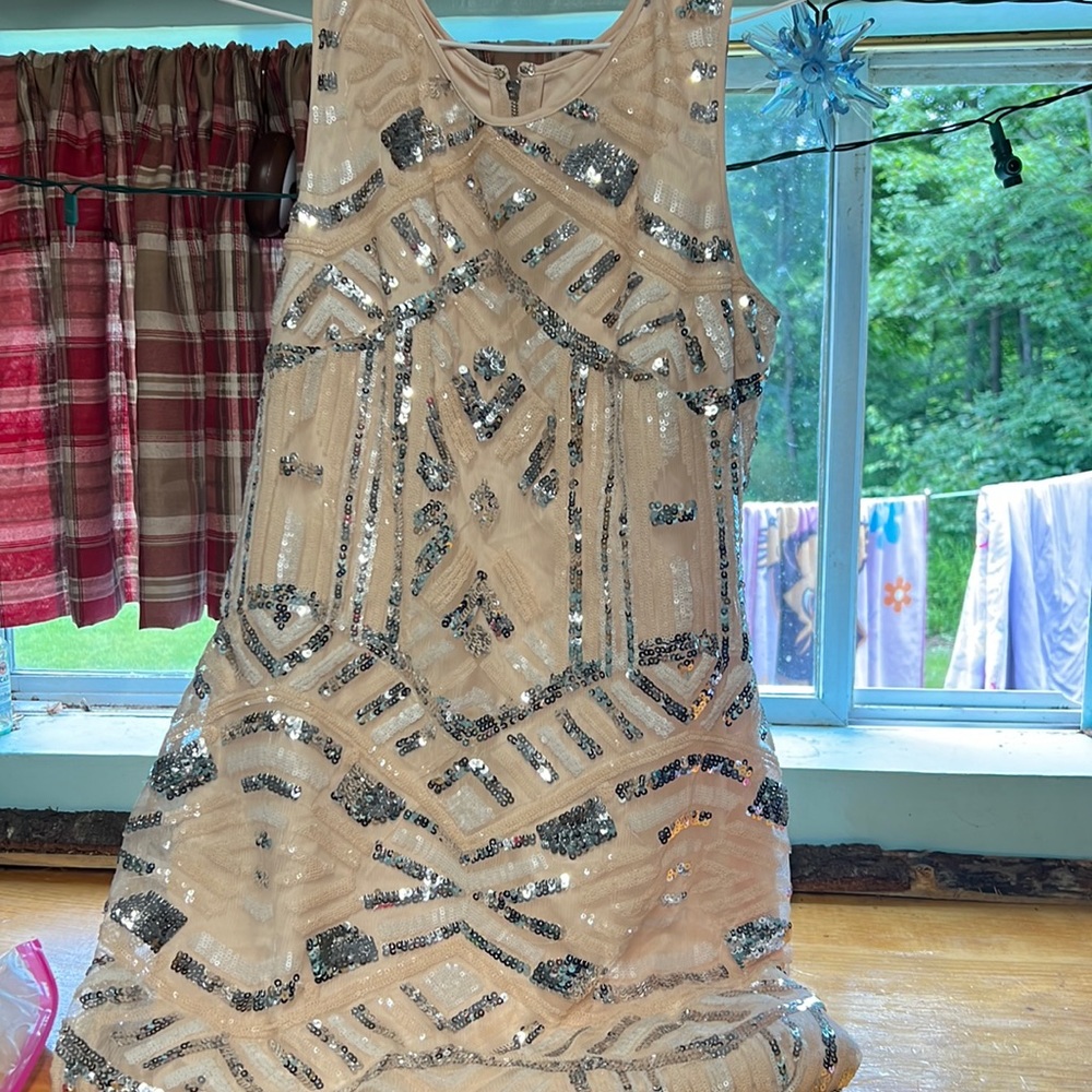 Cream colored sequin dress from Vince Camuto
